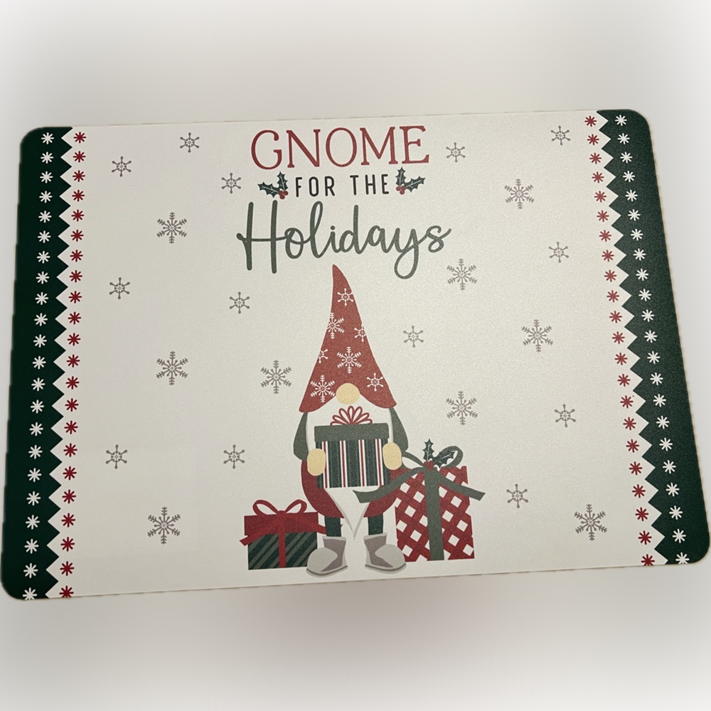 🔴Festive Gnome Holiday Placemat Christmas Winter Kitchen Dinning Dinnerware 4
